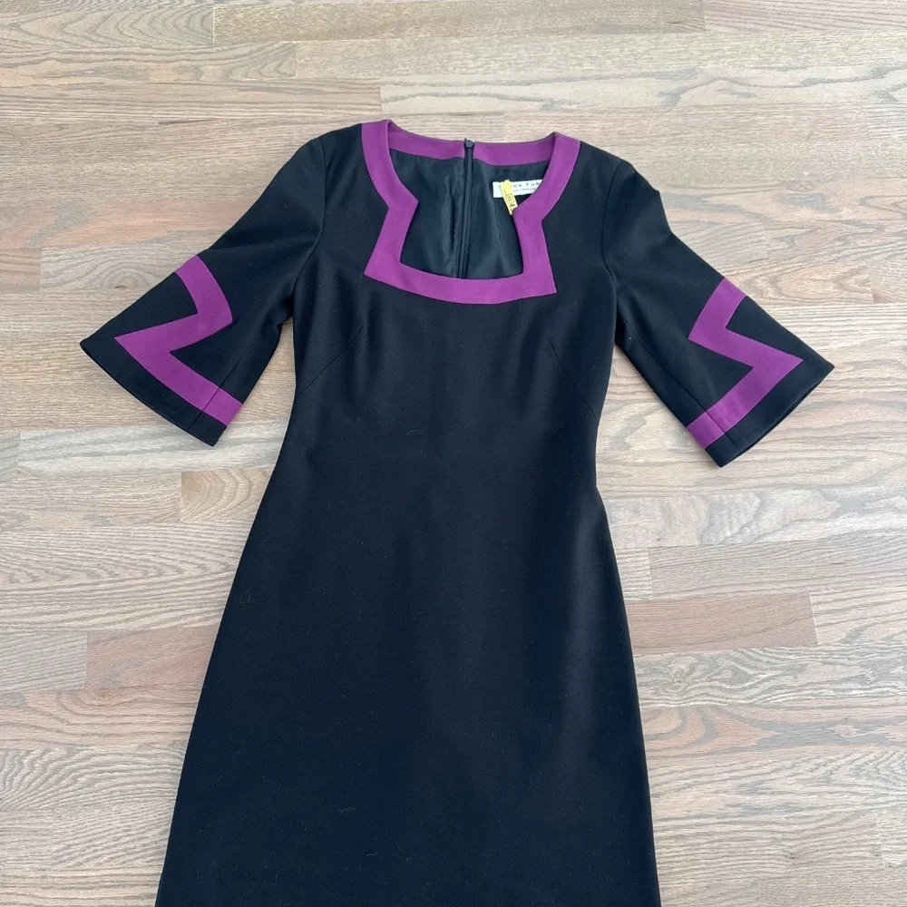 Trina Turk Fitted Dress Black/Plum - Picture 6 of 10